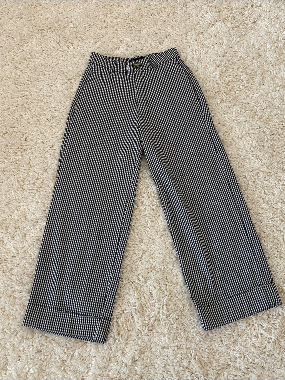 Zara Black & White Checked Wide-Leg Pants